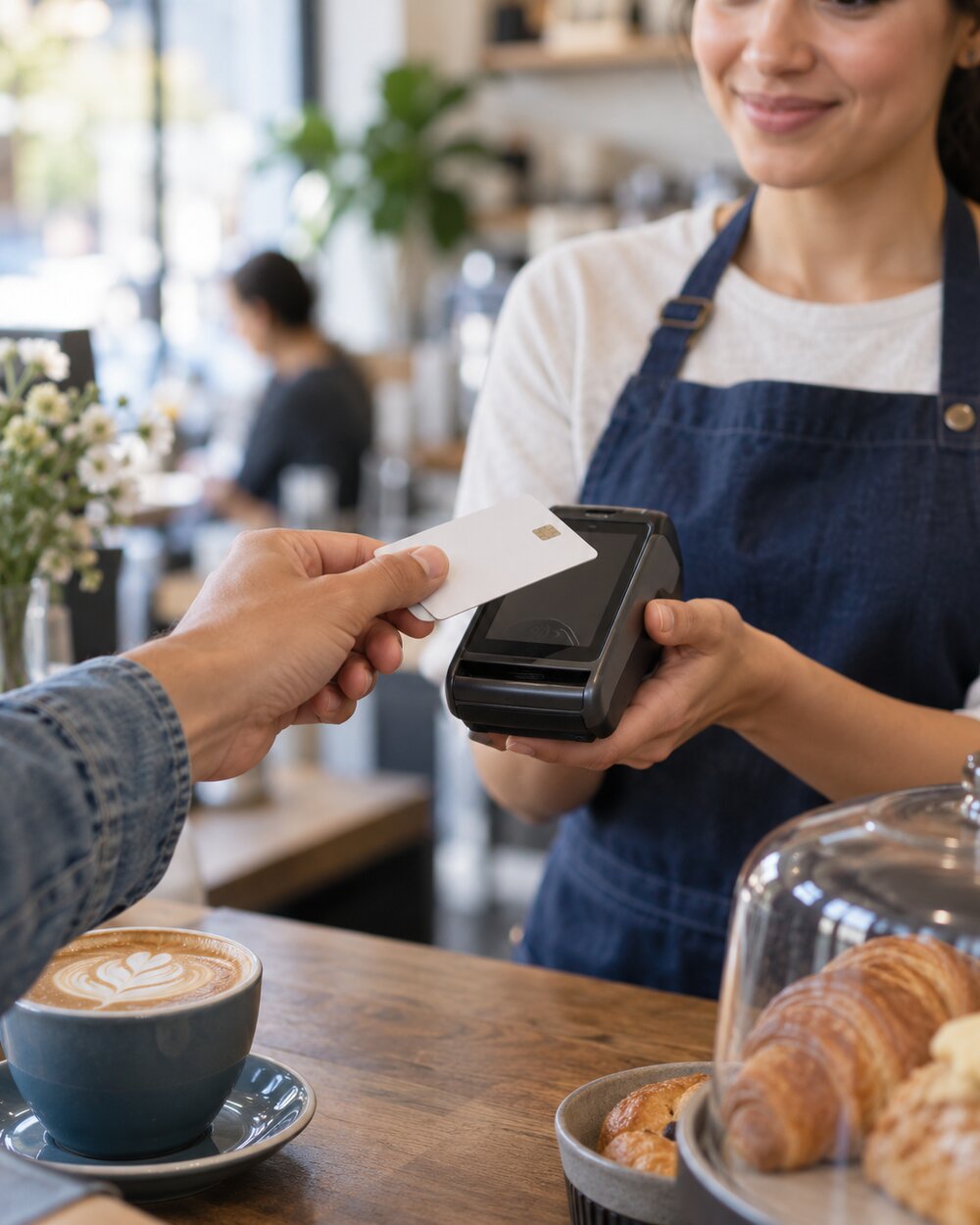Customer making a card payment at a retail checkout